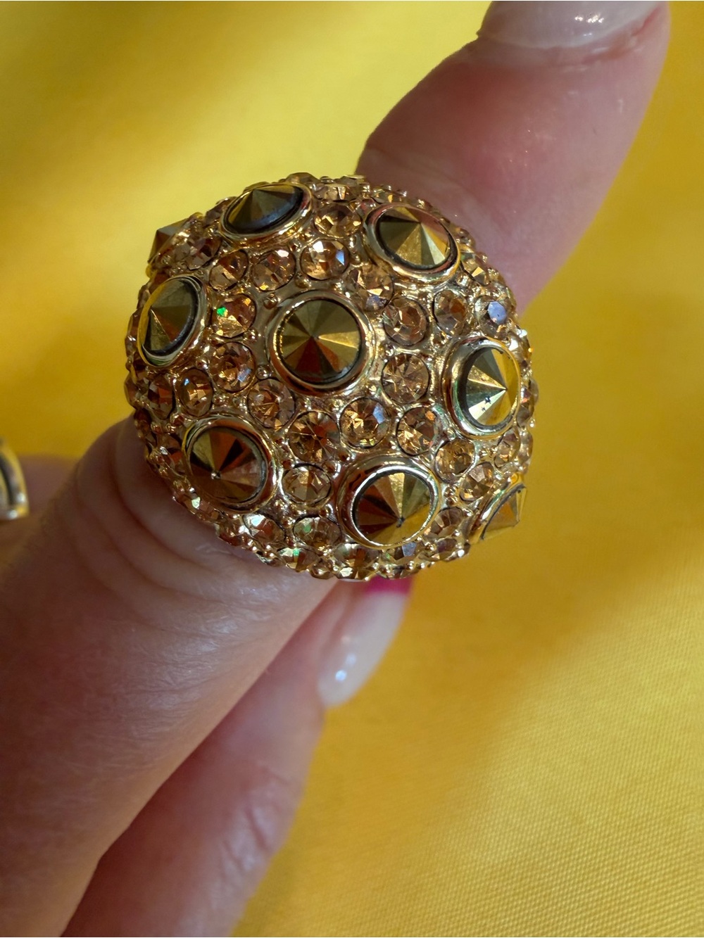 Park Lane Gold Statement Ring Amber Crystals Size 8